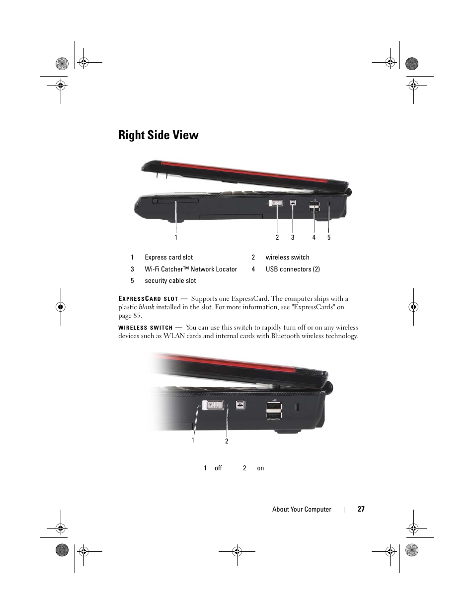 Right side view | Dell XPS M1730 (M1730, Late 2007) User Manual | Page 27 / 208