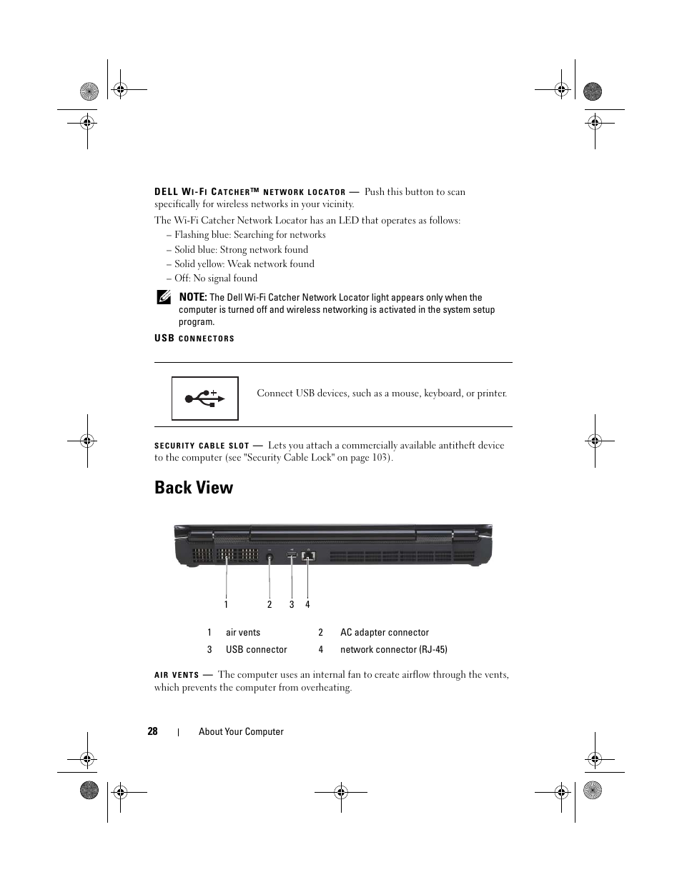 Back view | Dell XPS M1730 (M1730, Late 2007) User Manual | Page 28 / 208