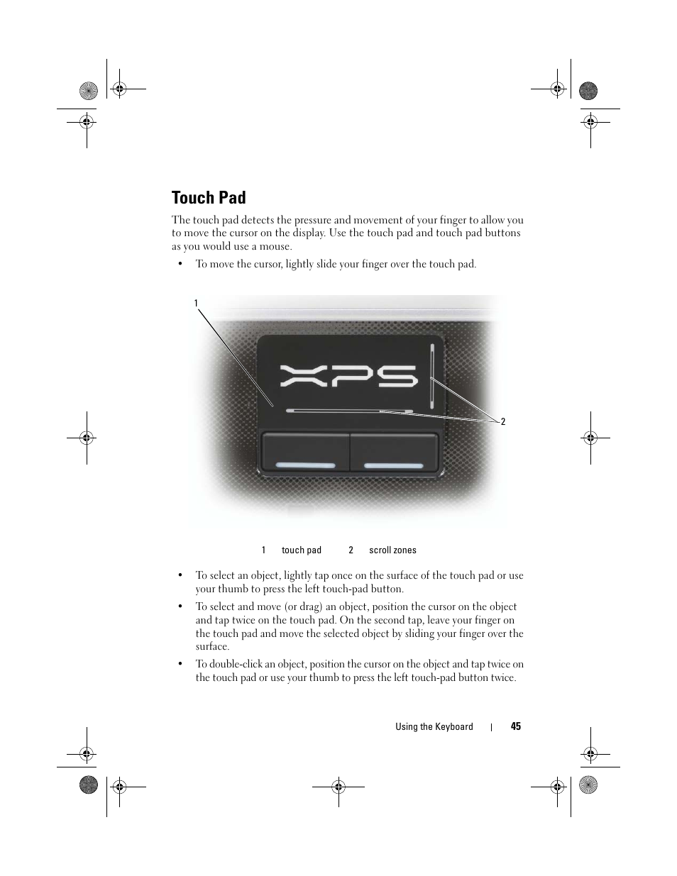 Touch pad | Dell XPS M1730 (M1730, Late 2007) User Manual | Page 45 / 208