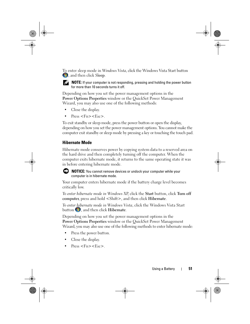 Hibernate mode | Dell XPS M1730 (M1730, Late 2007) User Manual | Page 51 / 208