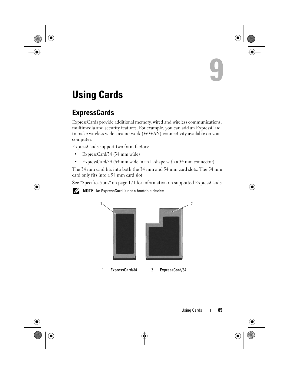 Using cards, Expresscards | Dell XPS M1730 (M1730, Late 2007) User Manual | Page 85 / 208