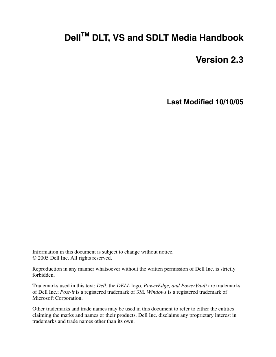 Dell 110T DLT1 Drive User Manual | 23 pages