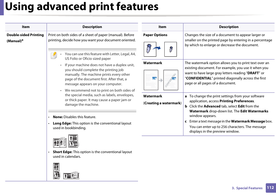 Using advanced print features | Dell B1160w Wireless Mono Laser Printer User Manual | Page 112 / 165