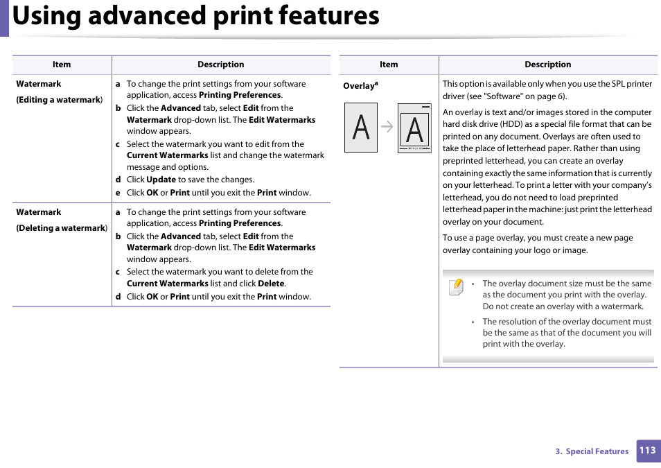 Using advanced print features | Dell B1160w Wireless Mono Laser Printer User Manual | Page 113 / 165