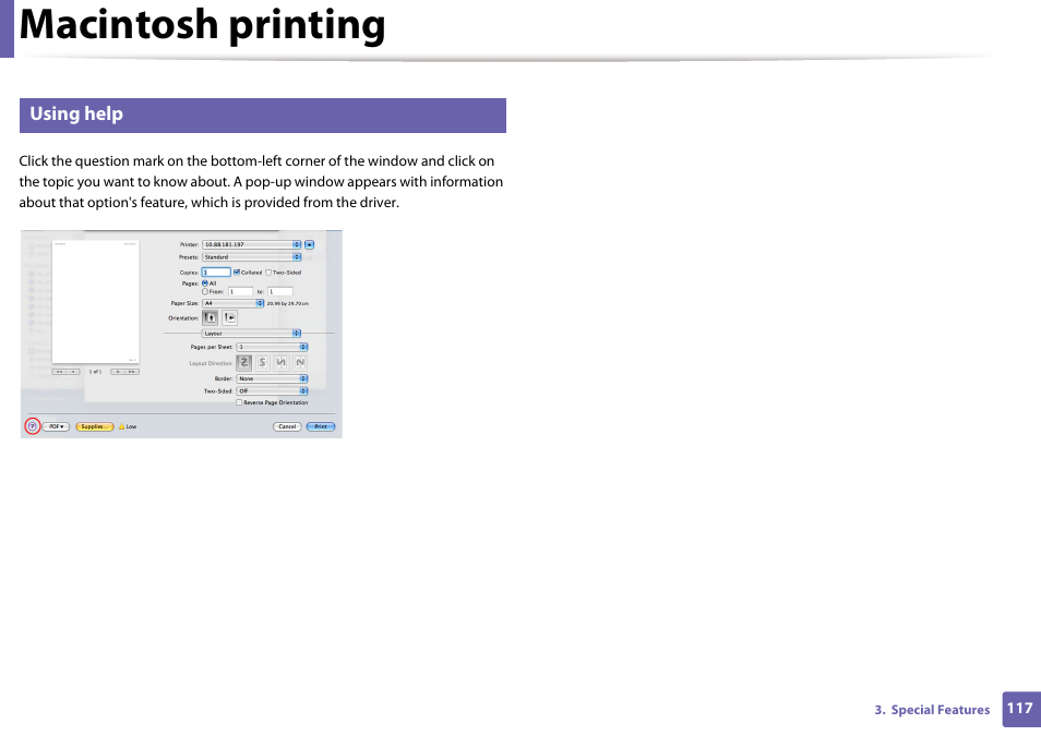 Macintosh printing | Dell B1160w Wireless Mono Laser Printer User Manual | Page 117 / 165