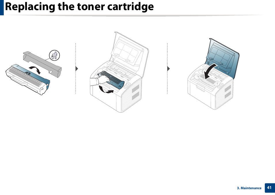 Replacing the toner cartridge | Dell B1160w Wireless Mono Laser Printer User Manual | Page 41 / 165