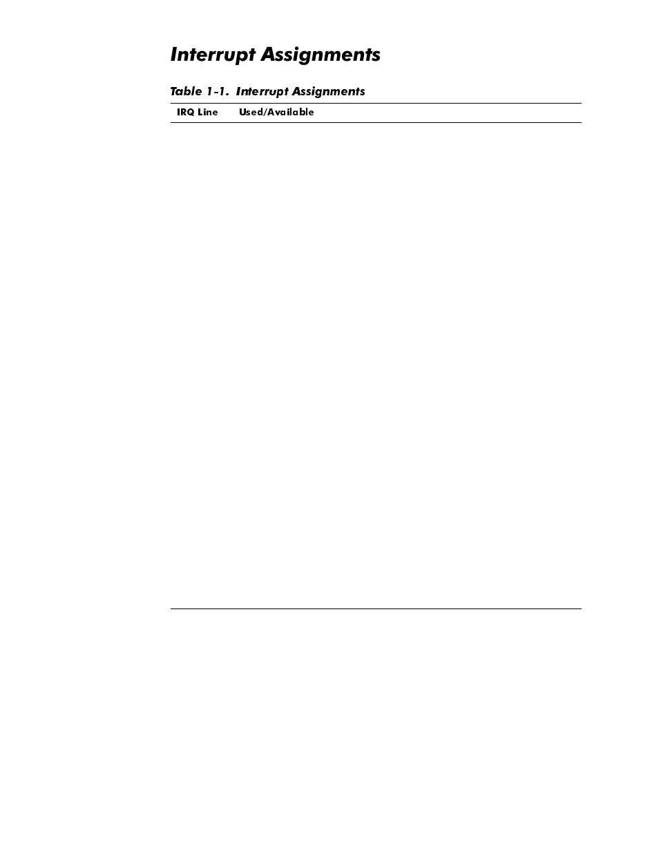 Interrupt assignments, Interrupt assignments -6, Table 1-1 | Qwhuuxsw$vvljqphqwv | Dell Latitude Cpi User Manual | Page 12 / 93