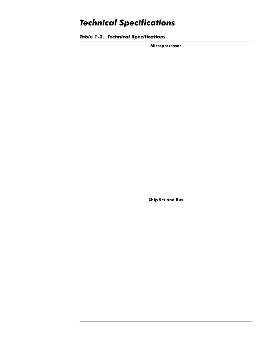 Technical specifications, Technical specifications -7, Table 1-2 | 7hfkqlfdo6shflilfdwlrqv | Dell Latitude Cpi User Manual | Page 13 / 93