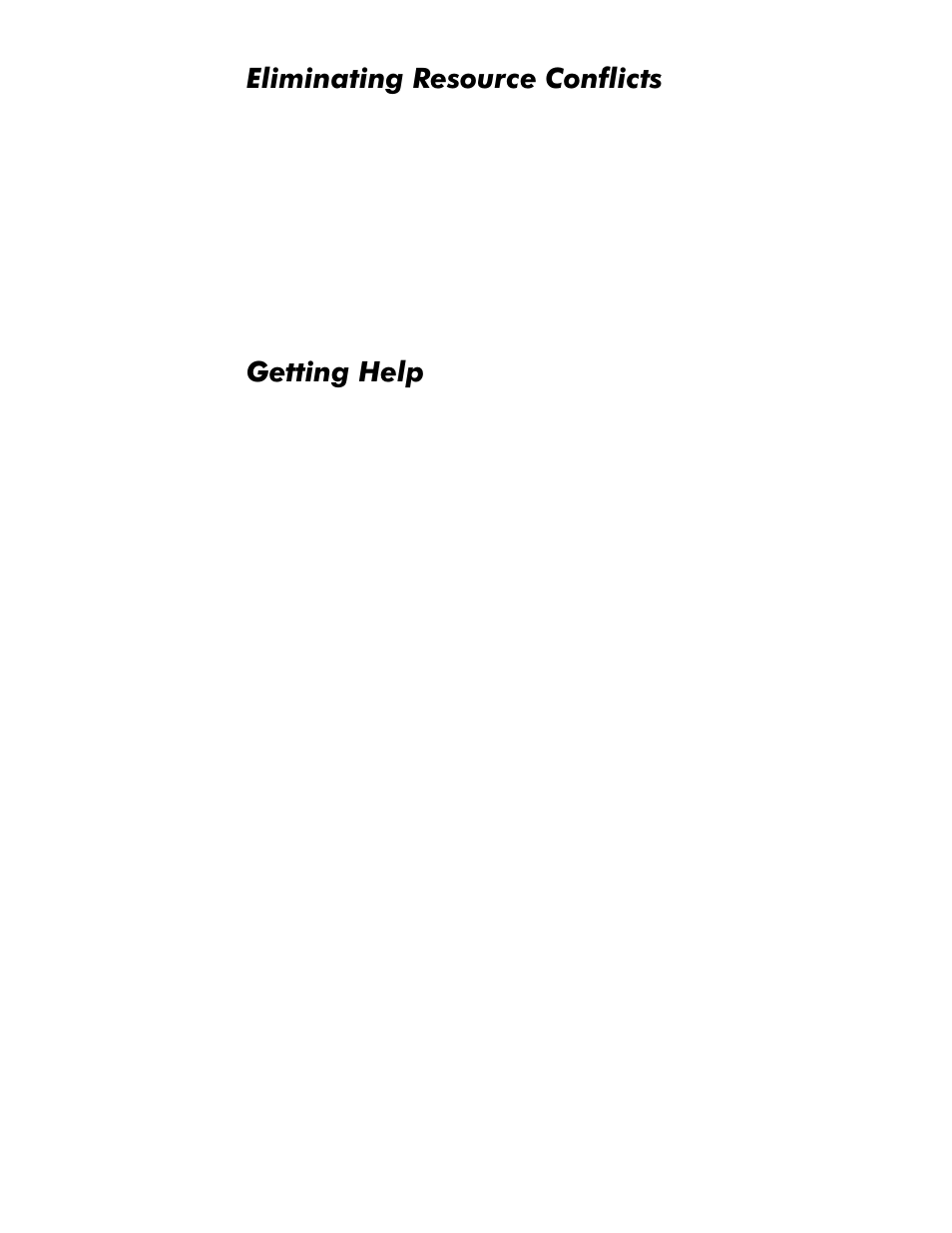 Eliminating resource conflicts, Getting help, Eliminating resource conflicts -6 | Getting help -6, Olplqdwlqj5hvrxufh&rqiolfwv, Hwwlqj+hos | Dell Latitude Cpi User Manual | Page 26 / 93