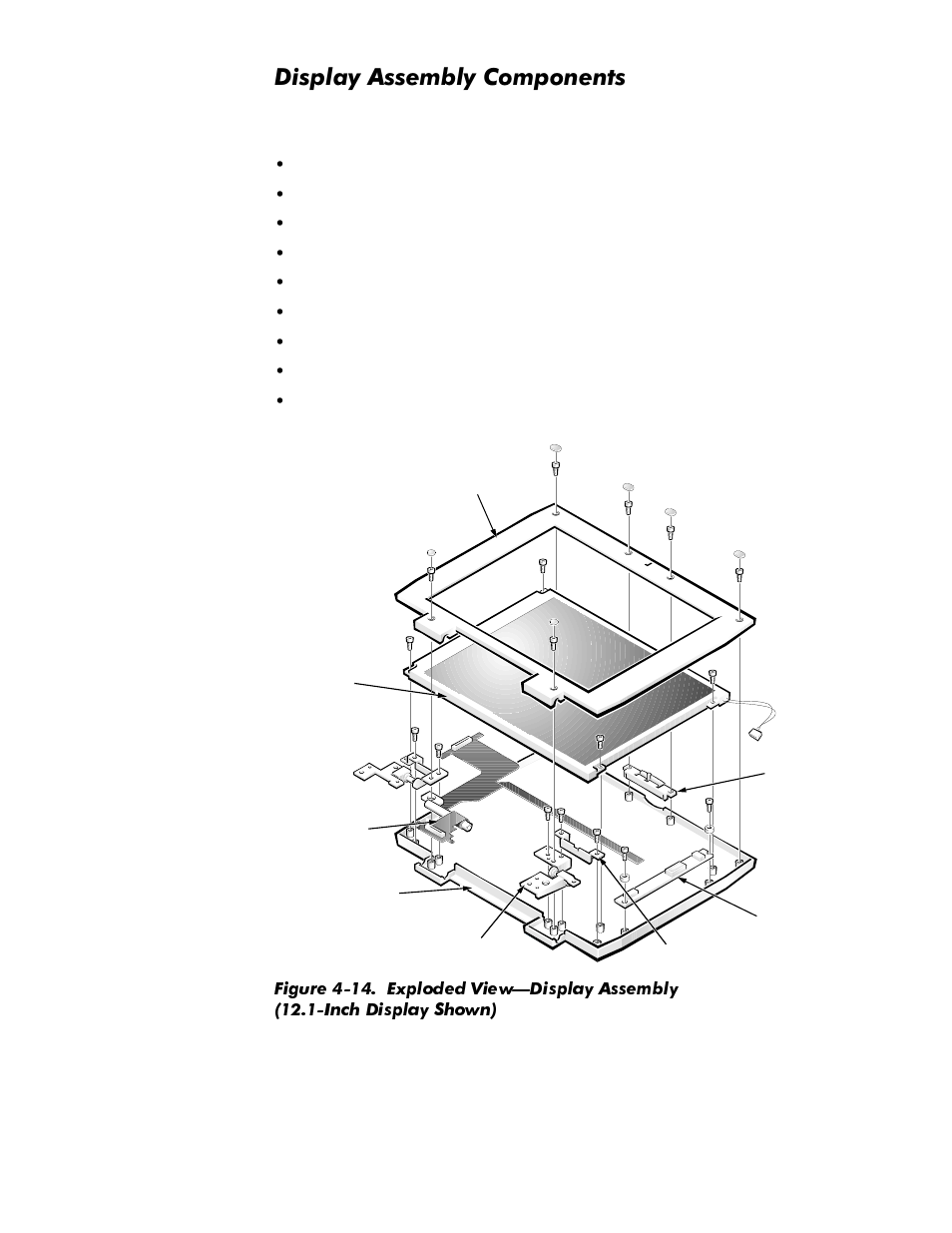 Display assembly components, Display assembly components -25, Figure 4-14 | Lvsod\$vvhpeo\&rpsrqhqwv | Dell Latitude Cpi User Manual | Page 61 / 93