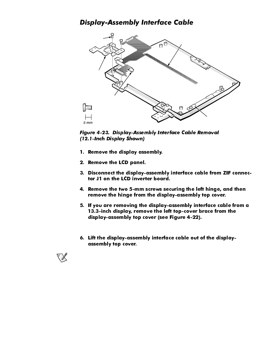 Display-assembly interface cable, Display-assembly interface cable -37, Figure 4-23 | Lvsod\$vvhpeo\,qwhuidfh&deoh | Dell Latitude Cpi User Manual | Page 73 / 93