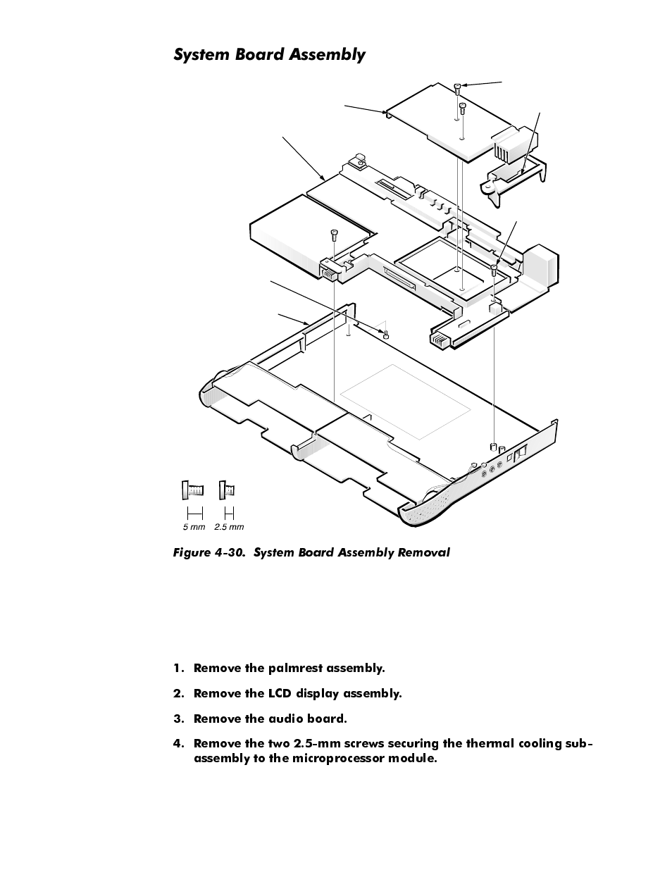 System board assembly, System board assembly -48, Figure 4-30 | System board assembly removal -48, 6\vwhp%rdug$vvhpeo | Dell Latitude Cpi User Manual | Page 84 / 93