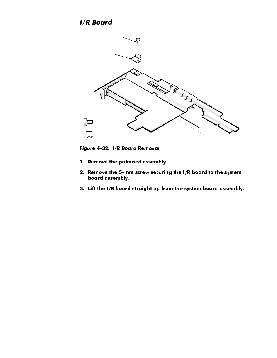I/r board, I/r board -51, Figure 4-32 | I/r board removal -51, 5%rdug | Dell Latitude Cpi User Manual | Page 87 / 93