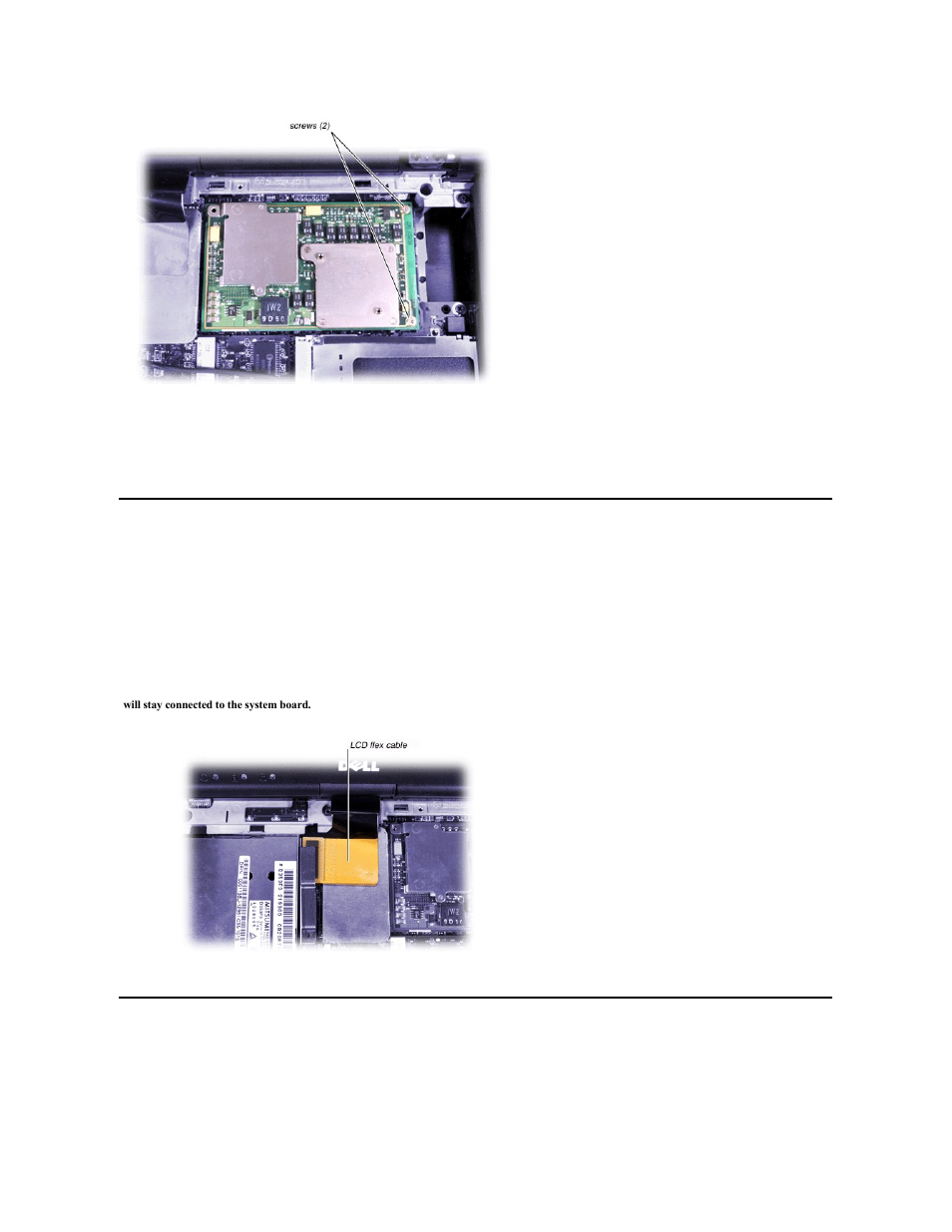 Lcd removal, Video board removal | Dell Inspiron 5000 User Manual | Page 50 / 76