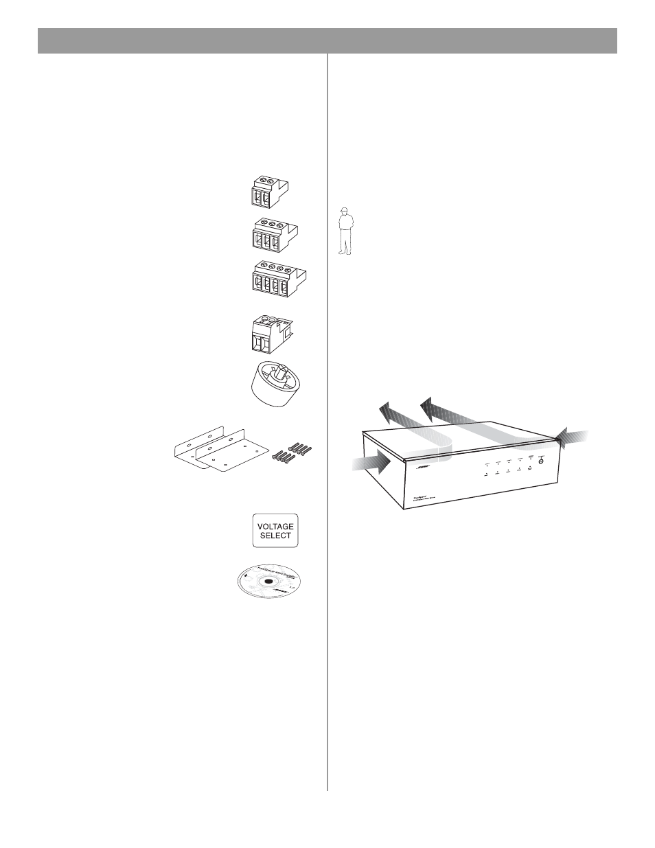 Hardware installation, 1 introduction, 2 included accessories | 3 placement guidelines, 4 shelf mounting the freespace 4400 system, 0 hardware installation | Bose FREESPACE 4400 User Manual | Page 17 / 70