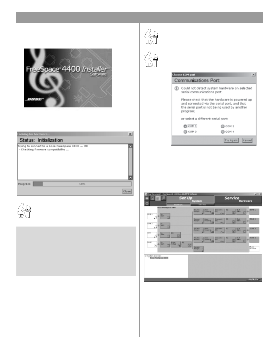 0 using freespace, 4400 installer ™ software | Bose FREESPACE 4400 User Manual | Page 28 / 70