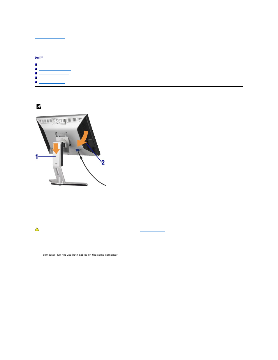 Setting up the monitor, Attaching the stand, Connecting your monitor | Dell 2208WFP Monitor User Manual | Page 25 / 30