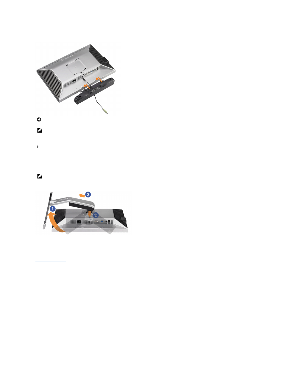 Attaching the soundbar (optional), Removing the stand, Attaching the soundbar | Dell 2208WFP Monitor User Manual | Page 27 / 30