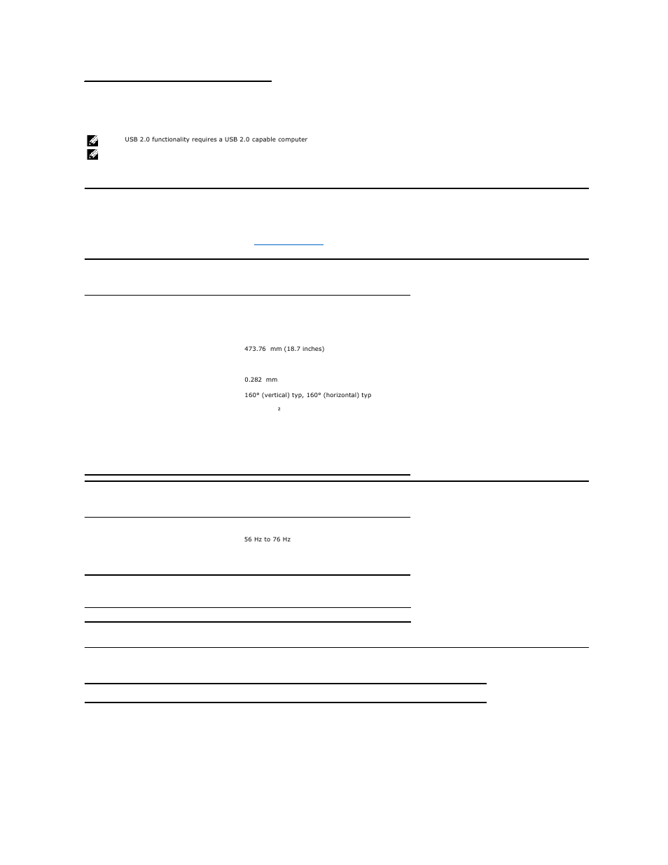 Plug and play capability, Flat panel specifications, Resolution specifications video supported modes | Preset display modes | Dell 2208WFP Monitor User Manual | Page 7 / 30