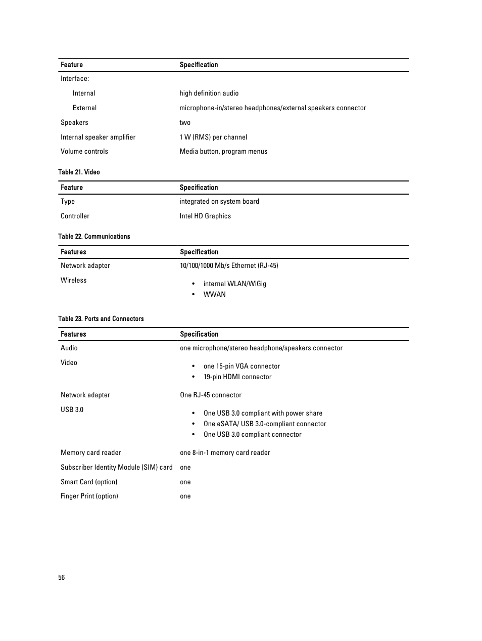 Dell Latitude 6430u (Late 2012) User Manual | Page 56 / 61