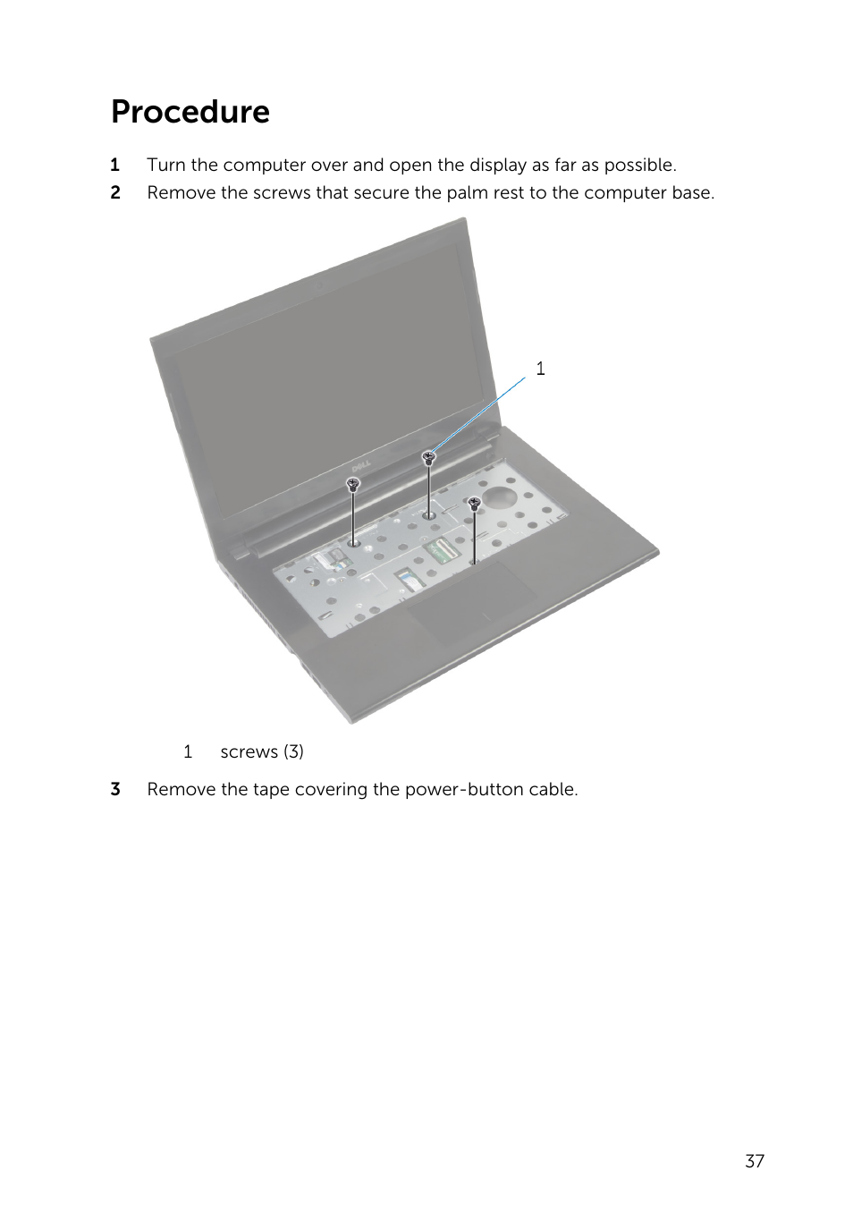 Procedure | Dell Inspiron 14 (3442, Early 2014) User Manual | Page 37 / 84