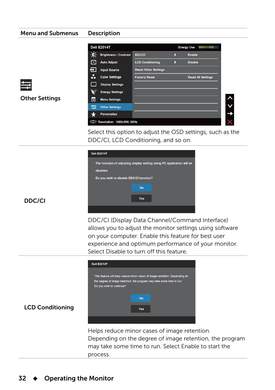 Dell E2014T 19.5 Multi-Touch Monitor with LED User Manual | Page 32 / 56