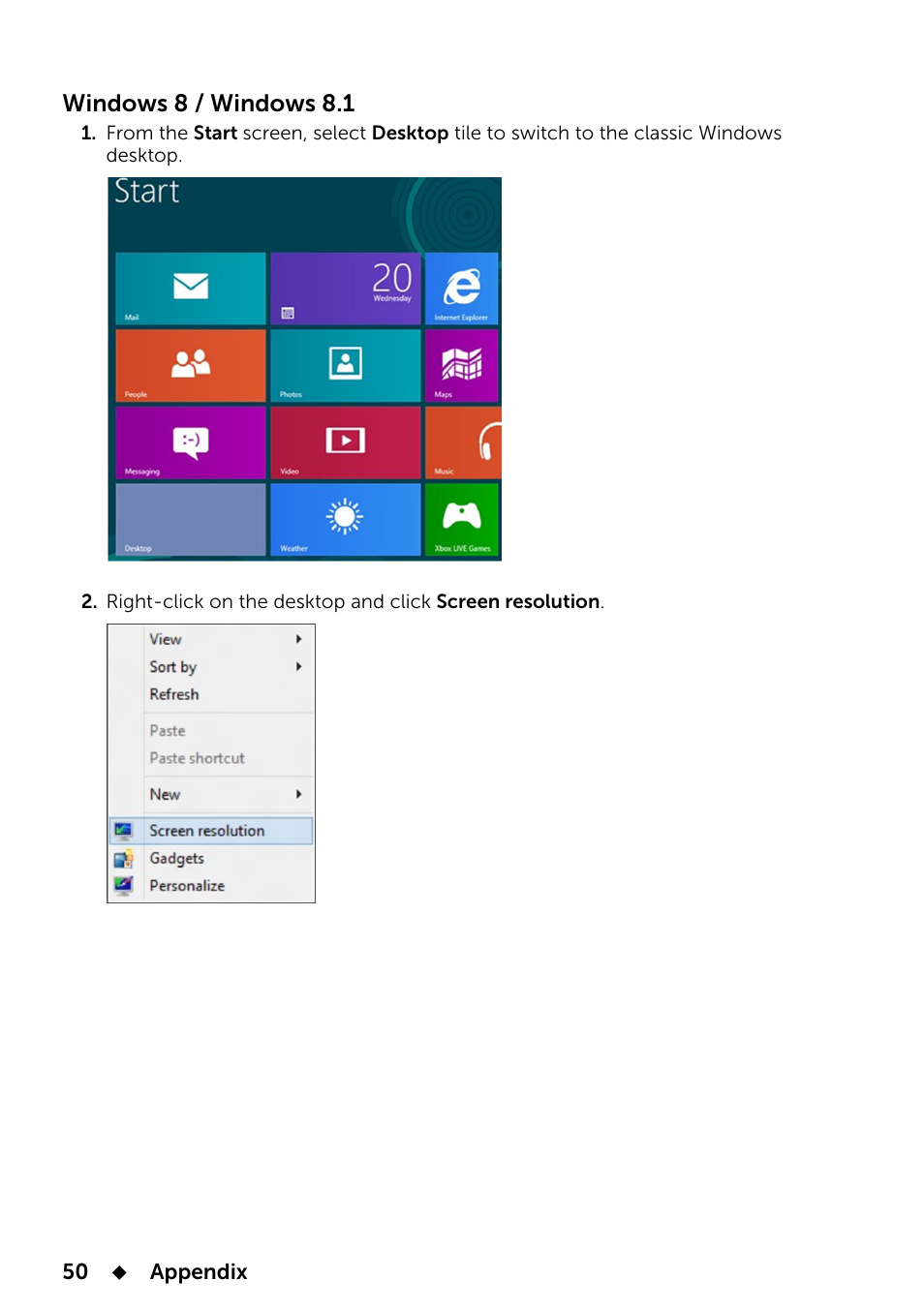 Dell E2014T 19.5 Multi-Touch Monitor with LED User Manual | Page 50 / 56