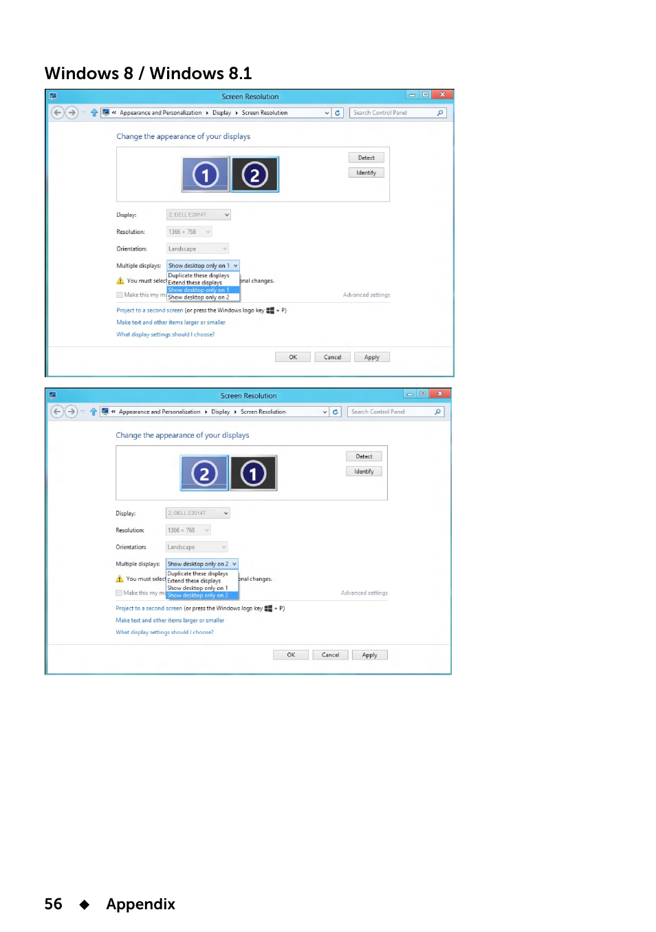 Dell E2014T 19.5 Multi-Touch Monitor with LED User Manual | Page 56 / 56