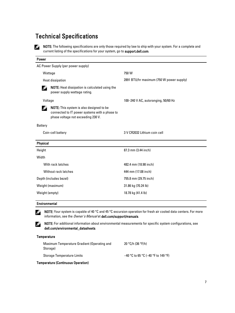 Technical specifications | Dell PowerVault DR4100 User Manual | Page 7 / 9
