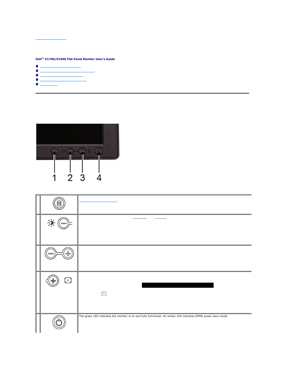Operating the monitor, Using the front panel | Dell E170S Monitor User Manual | Page 13 / 29