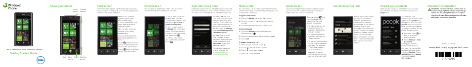 Dell Mobile Venue Pro User Manual | 2 pages