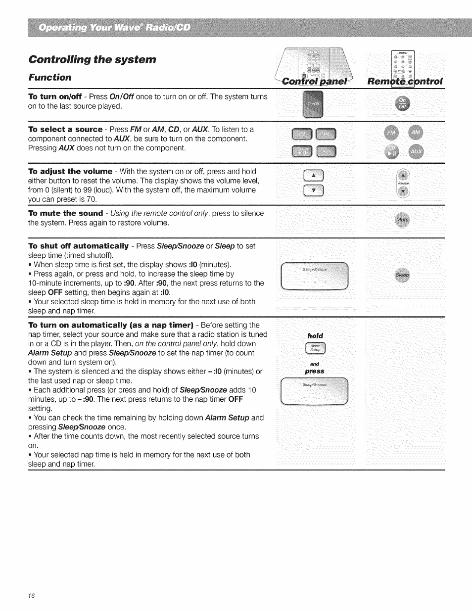 Controlling the system function, Ontml | Bose CD Player User Manual | Page 16 / 30