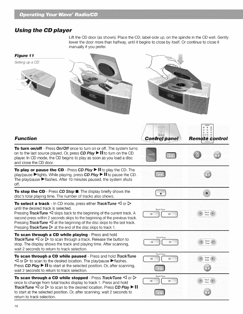 Cm cm, Using the cd player | Bose CD Player User Manual | Page 18 / 30