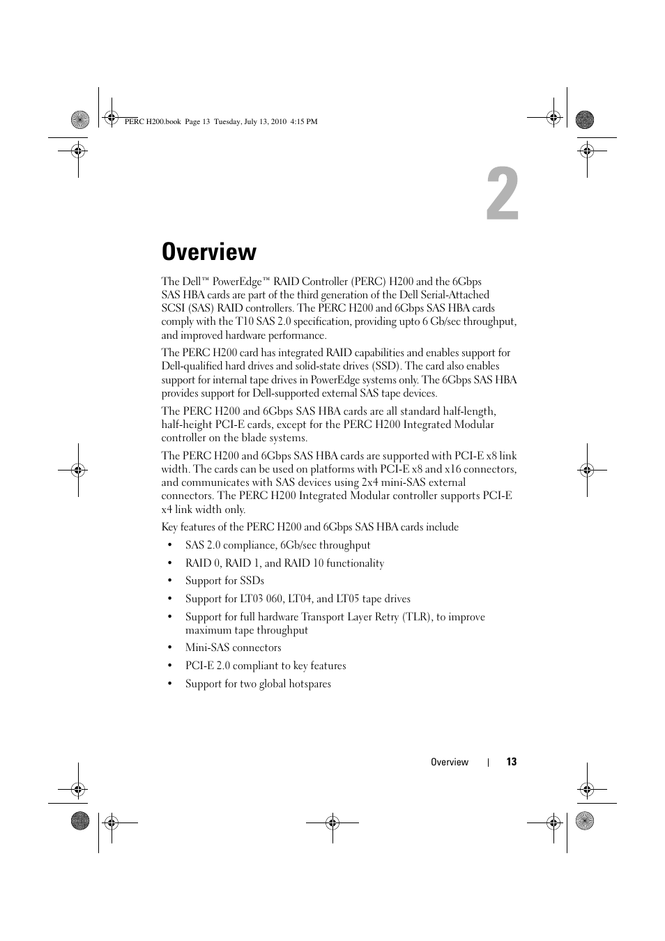 Overview | Dell PowerEdge RAID Controller H200 User Manual | Page 13 / 92