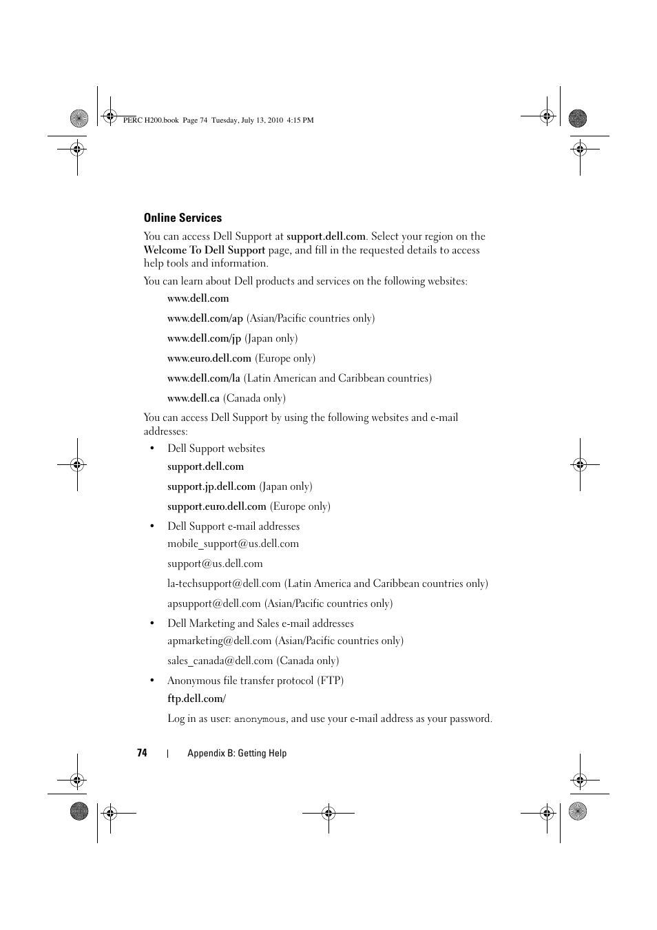 Online services | Dell PowerEdge RAID Controller H200 User Manual | Page 74 / 92