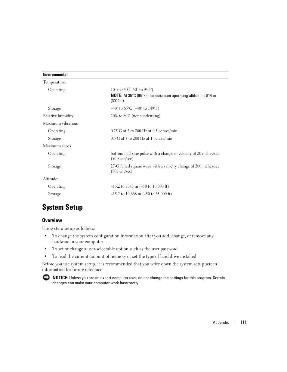 System setup, Overview | Dell Dimension 8400 User Manual | Page 111 / 146