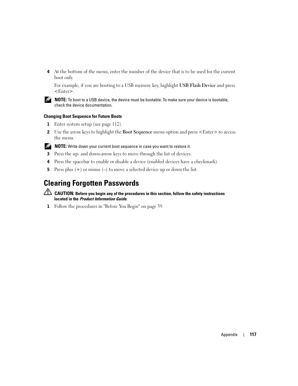 Clearing forgotten passwords | Dell Dimension 8400 User Manual | Page 117 / 146