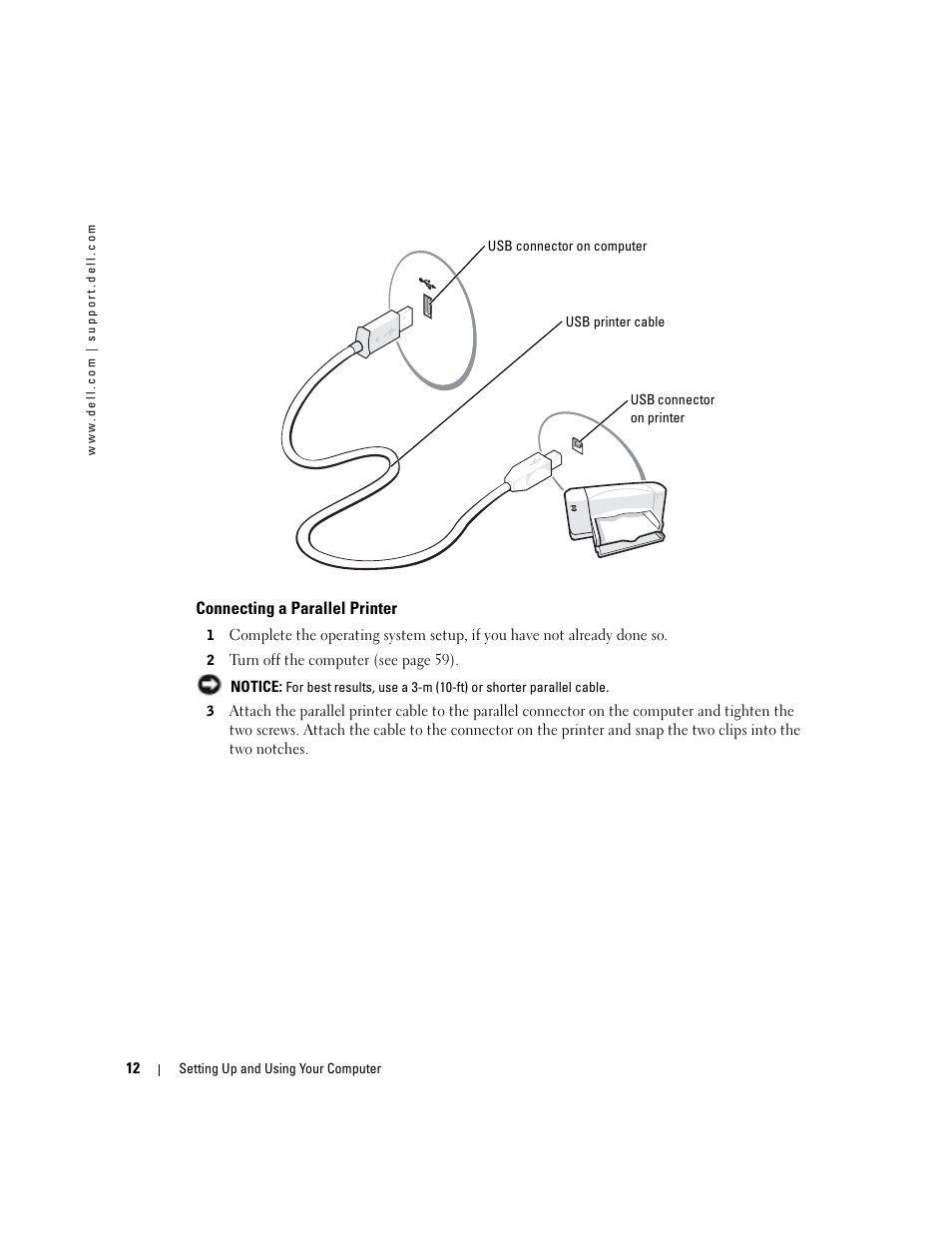 Connecting a parallel printer | Dell Dimension 8400 User Manual | Page 12 / 146