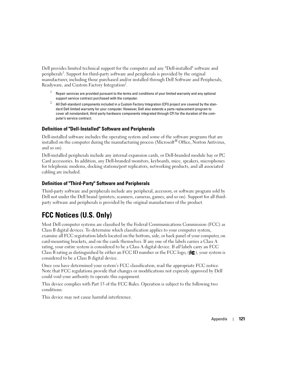 Fcc notices (u.s. only) | Dell Dimension 8400 User Manual | Page 121 / 146