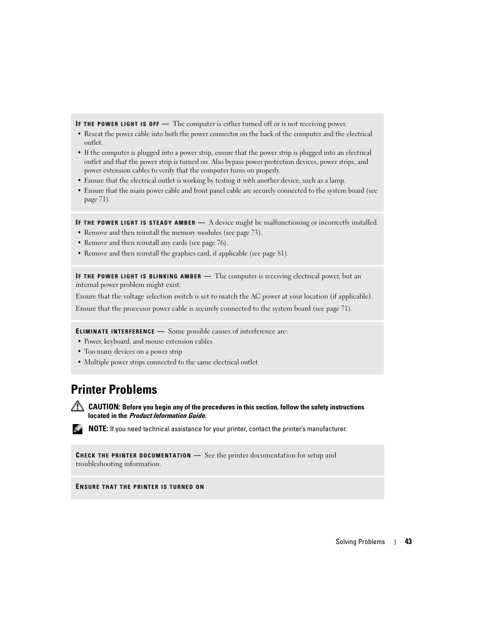 Printer problems | Dell Dimension 8400 User Manual | Page 43 / 146