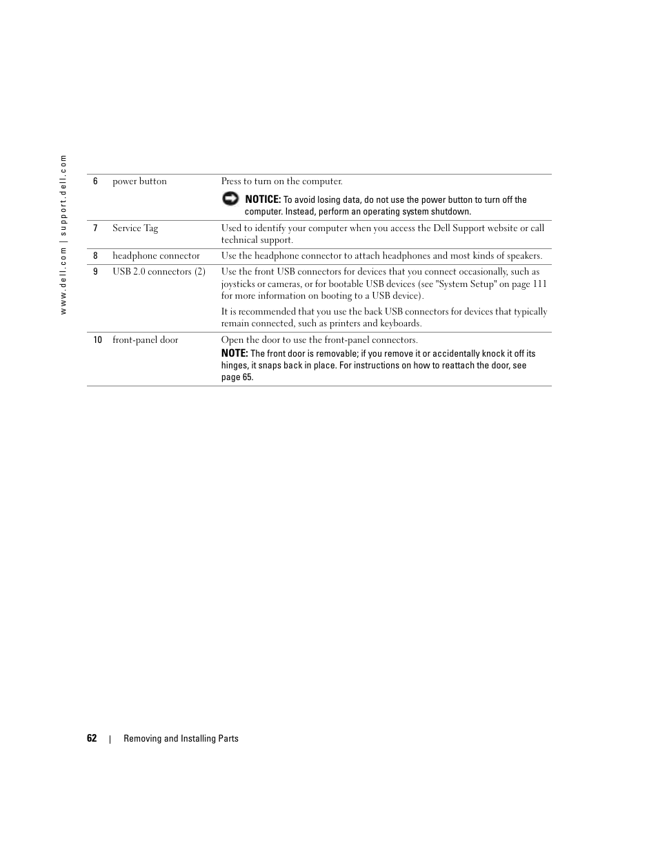 Dell Dimension 8400 User Manual | Page 62 / 146