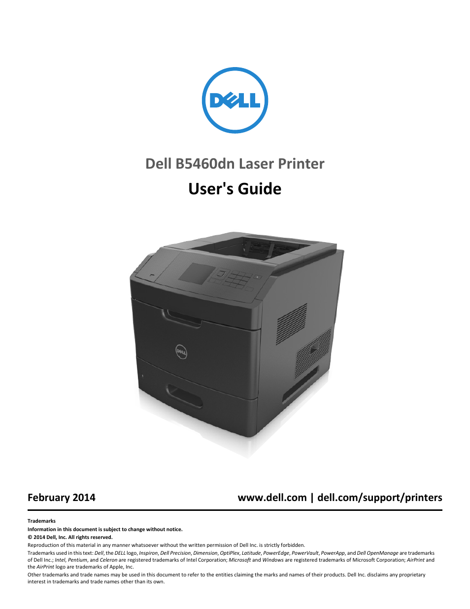 Dell B5460dn Mono Laser Printer User Manual | 226 pages