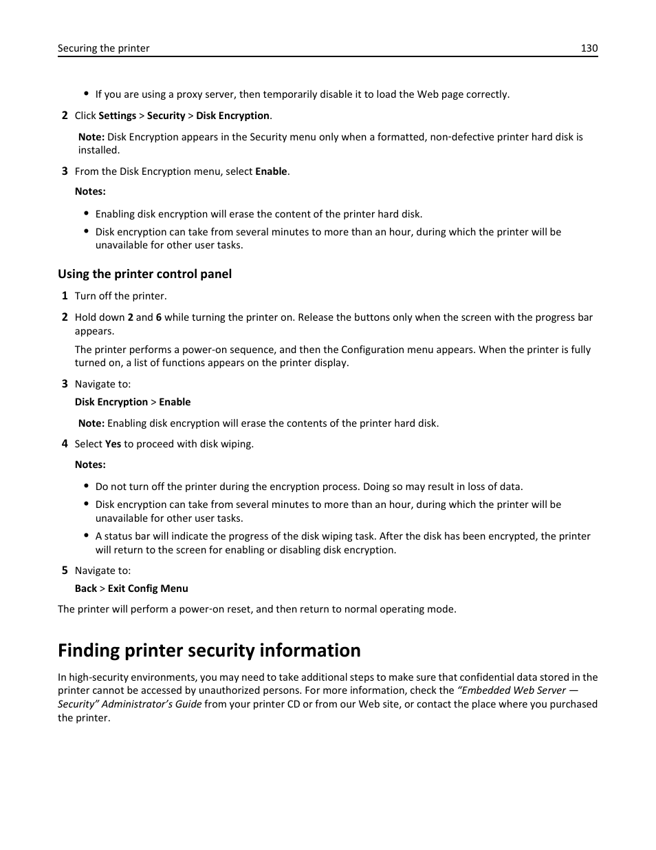 Finding printer security information | Dell B5460dn Mono Laser Printer User Manual | Page 130 / 226