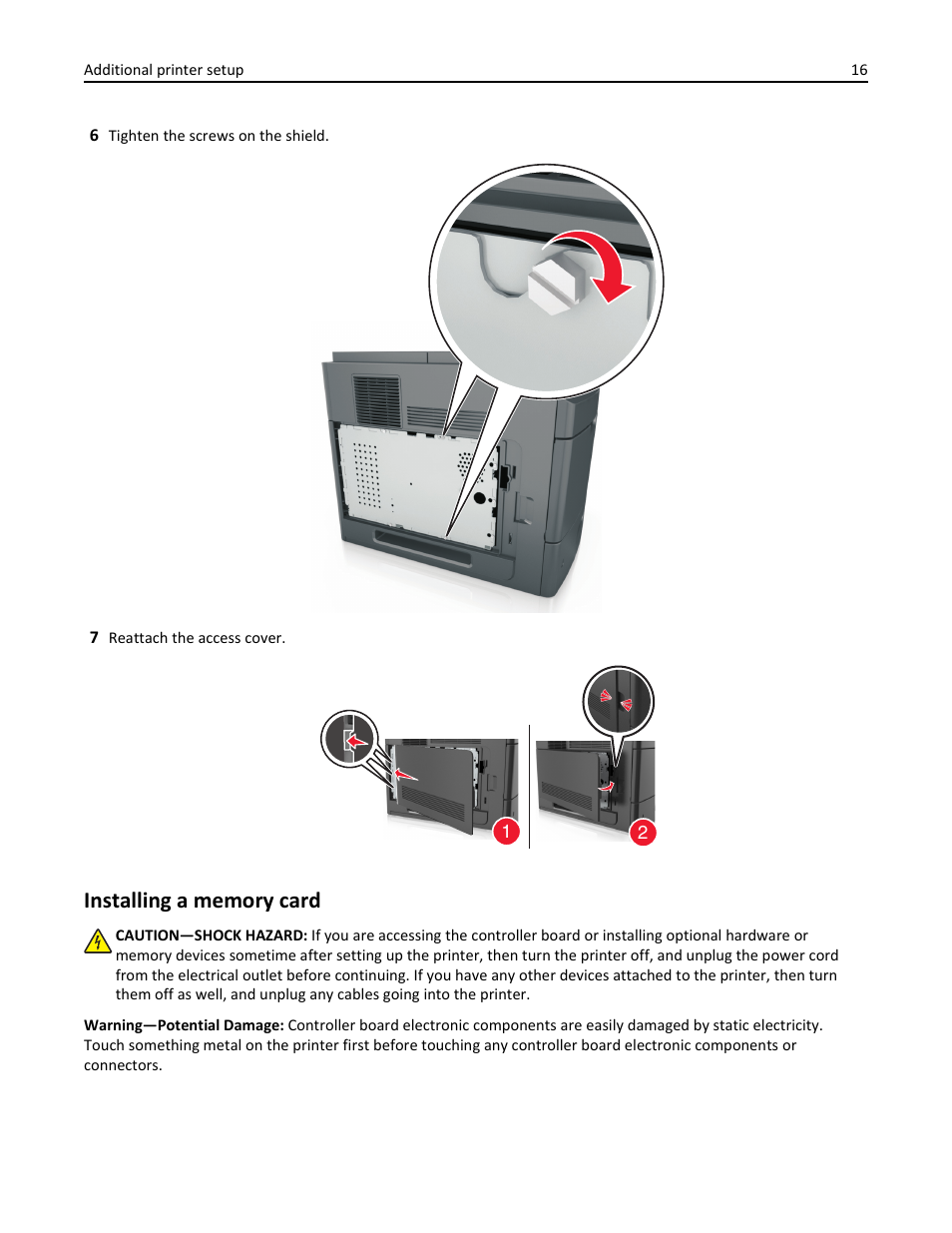 Installing a memory card | Dell B5460dn Mono Laser Printer User Manual | Page 16 / 226