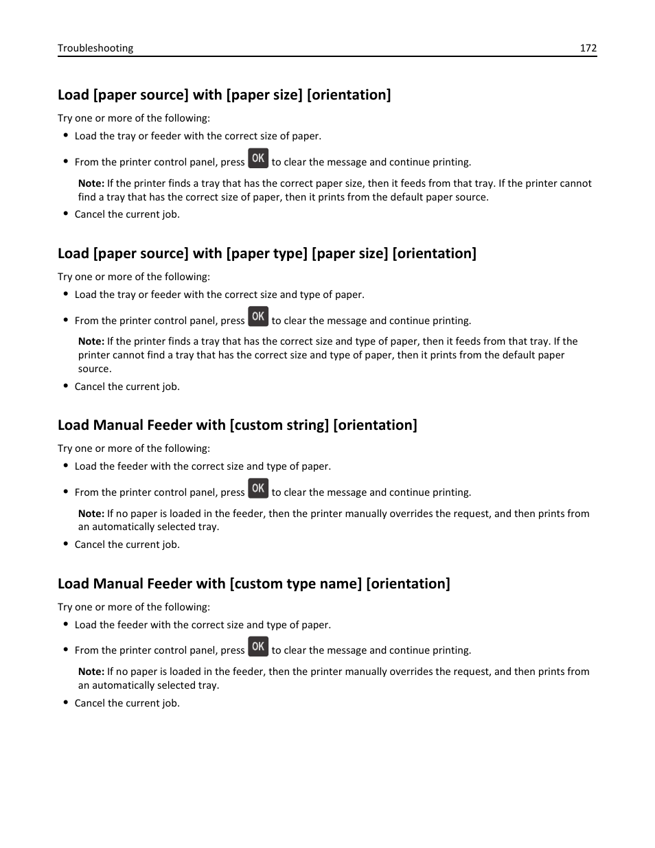 Load [paper source] with [paper size] [orientation | Dell B5460dn Mono Laser Printer User Manual | Page 172 / 226