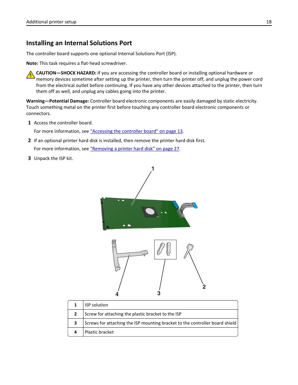Installing an internal solutions port | Dell B5460dn Mono Laser Printer User Manual | Page 18 / 226