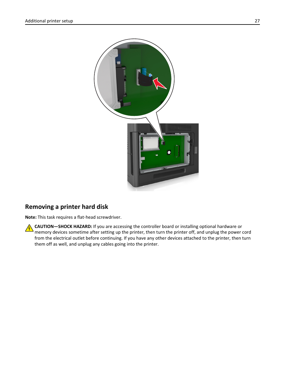 Removing a printer hard disk | Dell B5460dn Mono Laser Printer User Manual | Page 27 / 226