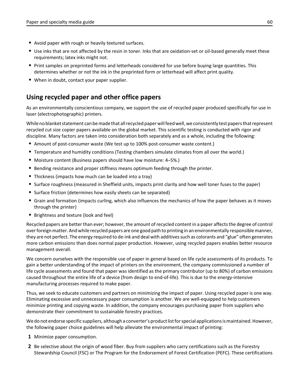 Using recycled paper and other office papers | Dell B5460dn Mono Laser Printer User Manual | Page 60 / 226