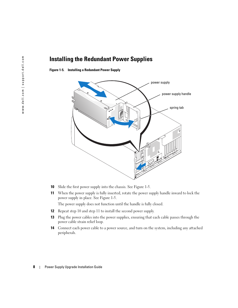 Installing the redundant power supplies | Dell PowerEdge 1800 User Manual | Page 10 / 12