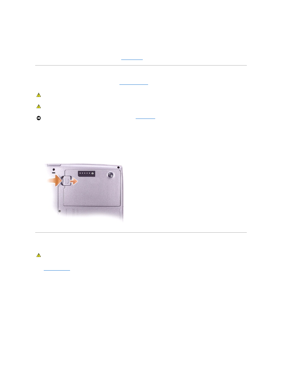 Removing a battery, Removing and installing a reserve battery | Dell Latitude D600 User Manual | Page 15 / 121